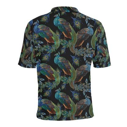 Peacock Pattern Print Design A04 Men Polo Shirt