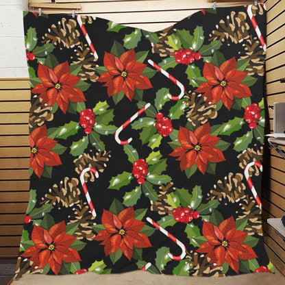 Poinsettia Pattern Print Design POT01 Premium Quilt