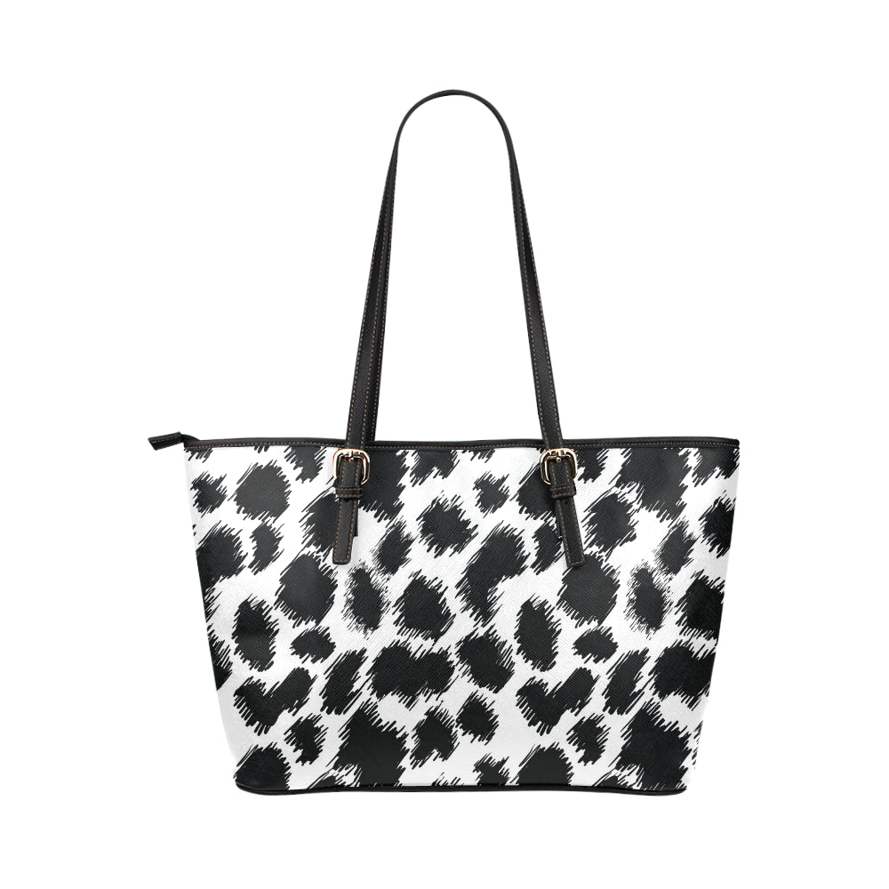 Cheetah Black Print Pattern Leather Tote Bag