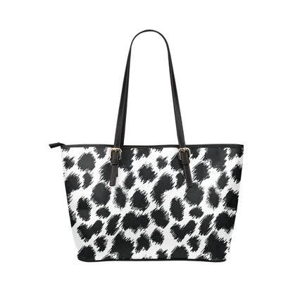 Cheetah Black Print Pattern Leather Tote Bag
