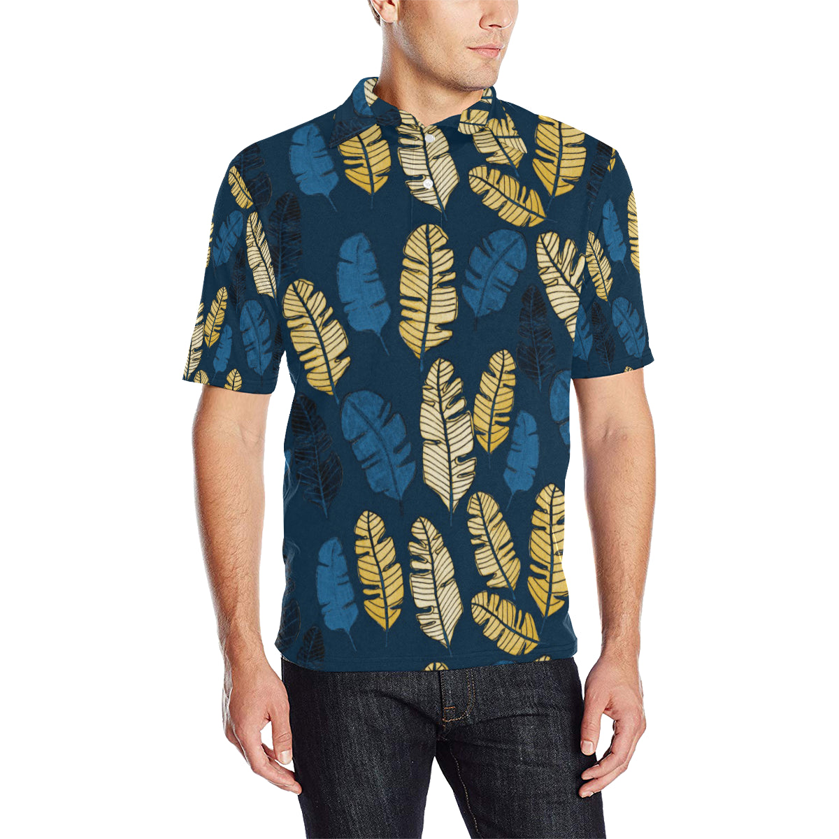 Banana Leaf Pattern Print Design BL09 Men Polo Shirt