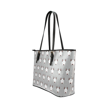 Bull Terrier Head Print Pattern Leather Tote Bag