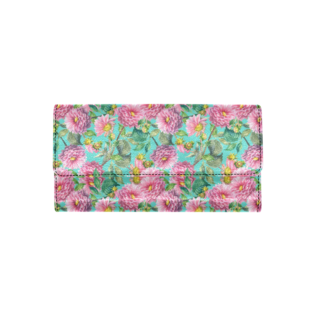 Dahlia Pattern Print Design DH07 Women's Trifold Wallet