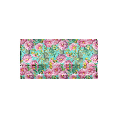 Dahlia Pattern Print Design DH07 Women's Trifold Wallet