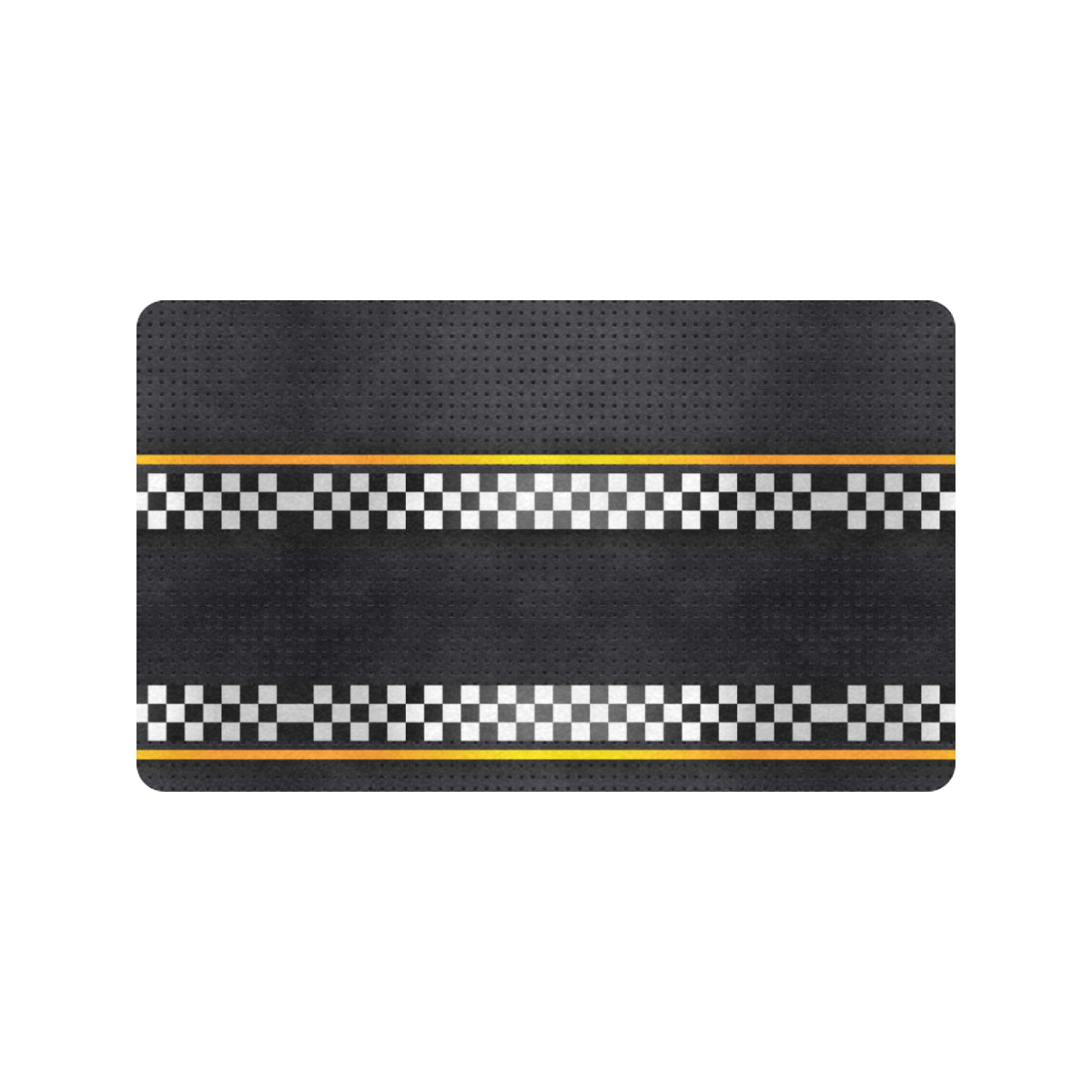 Checkered Flag Yellow Line Style Rubber Doormat