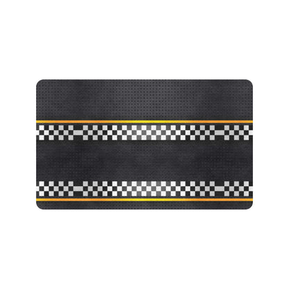 Checkered Flag Yellow Line Style Rubber Doormat