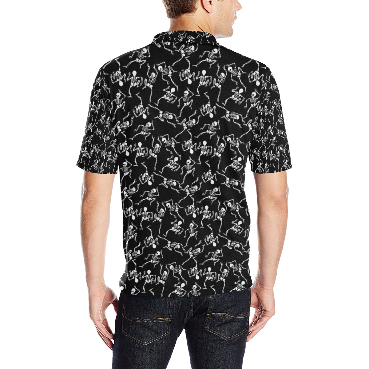 Skeleton Style Print Men Polo Shirt