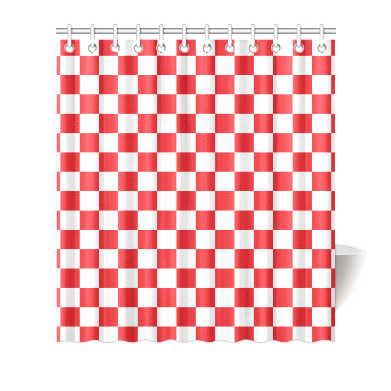 Checkered Red Pattern Print Design 04 Shower Curtain