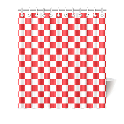 Checkered Red Pattern Print Design 04 Shower Curtain