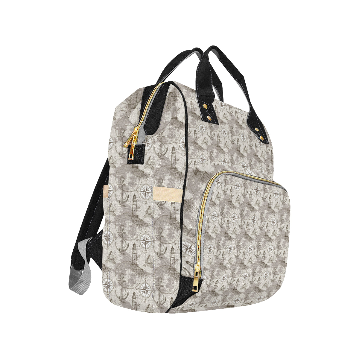 Nautical Map Design Themed Print Diaper Bag Backpack