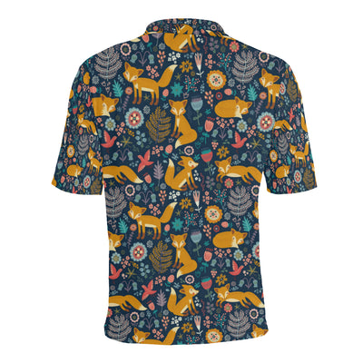 Fox Cute Jungle Print Pattern Men Polo Shirt