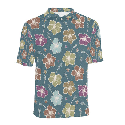 Hibiscus Pattern Print Design HB033 Men Polo Shirt