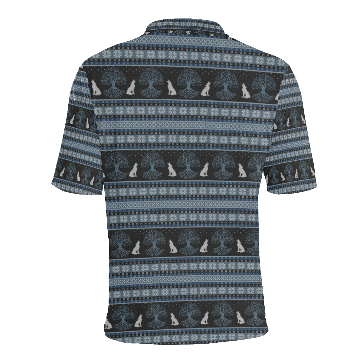 Wolf Tree of Life Knit Design Print Men Polo Shirt
