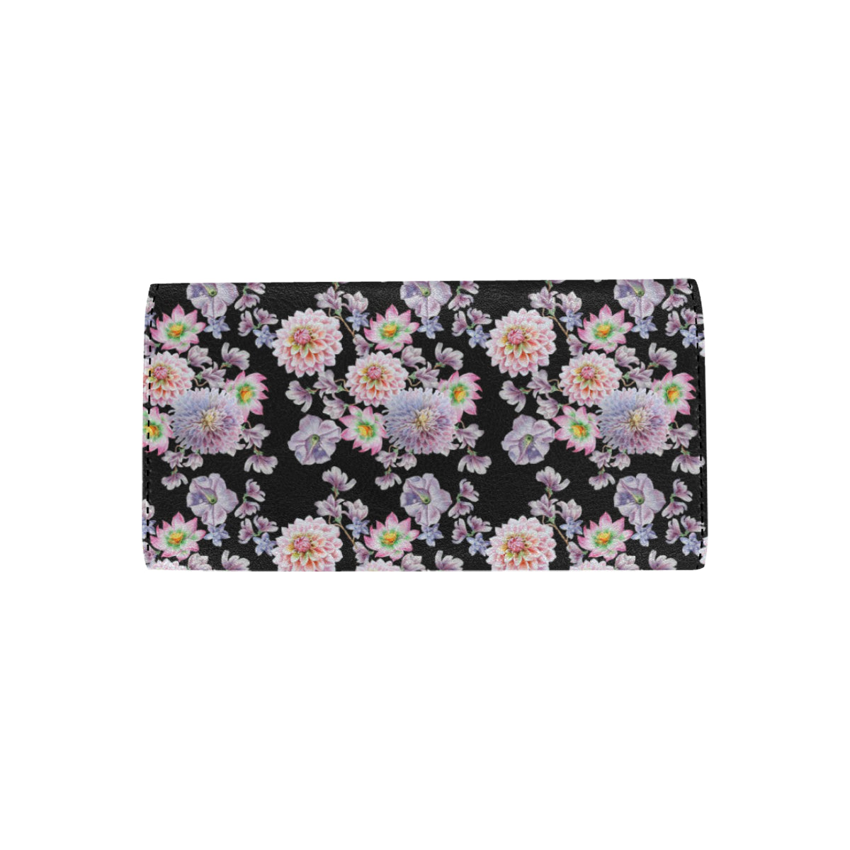 Dahlia Pattern Print Design DH012 Women's Trifold Wallet