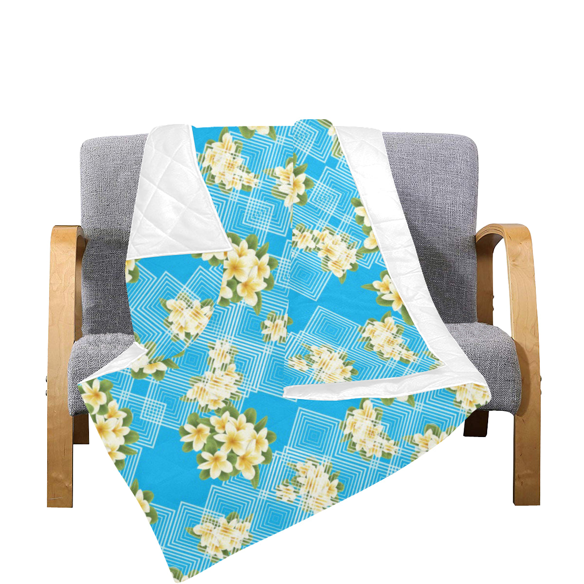 Yellow Plumeria Design Print Pattern Premium Quilt
