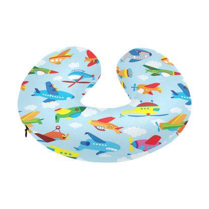 Airplane Colorful Pattern Print Design 01 U-Shaped Travel Neck Pillow