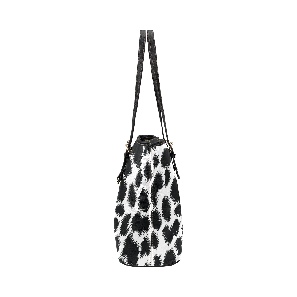 Cheetah Black Print Pattern Leather Tote Bag