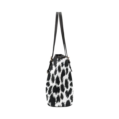 Cheetah Black Print Pattern Leather Tote Bag