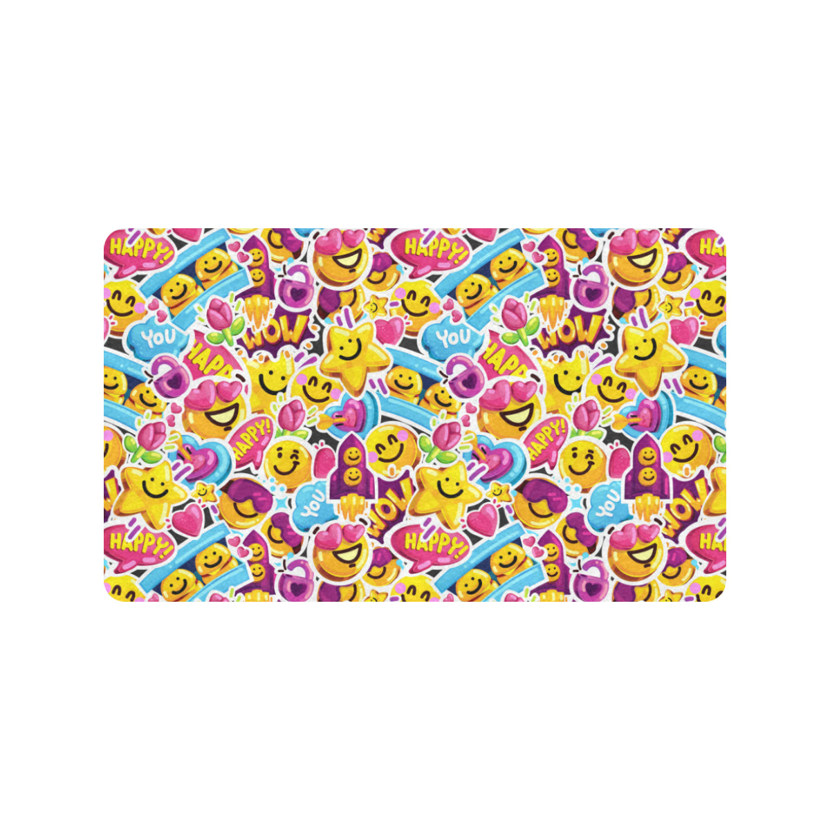 Emoji Sticker Print Pattern Rubber Doormat