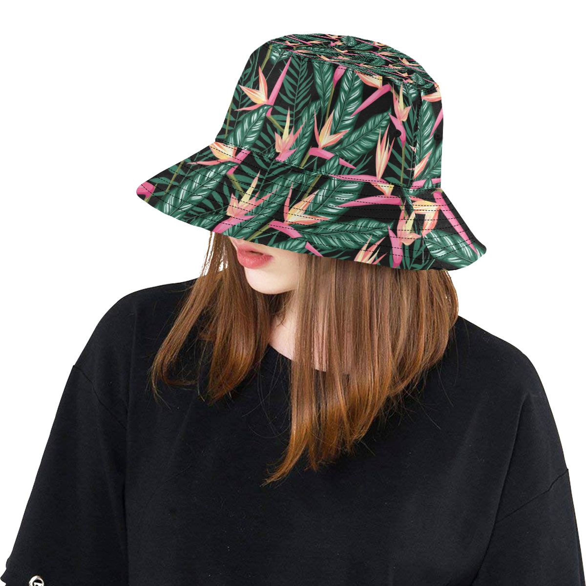 Bird Of Paradise Pattern Print Design BOP03 Unisex Bucket Hat