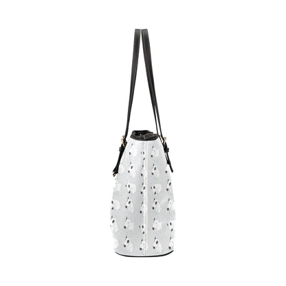 Bull Terrier hand draw Print Pattern Leather Tote Bag