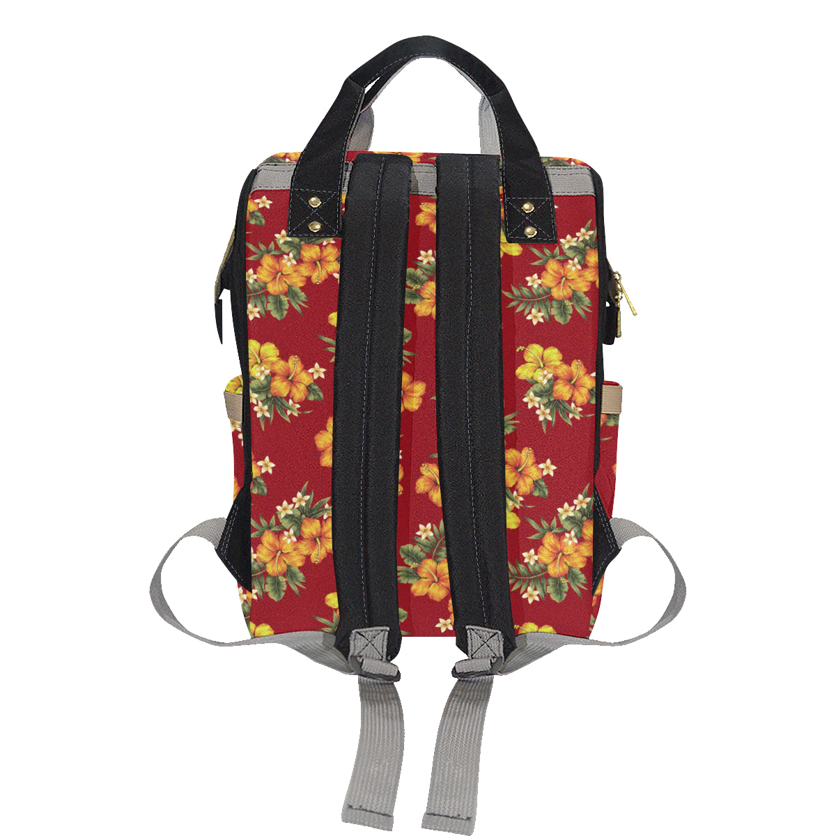 Orange Hibiscus Pattern Print Design HB026 Diaper Bag Backpack