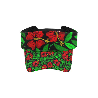 Red Hibiscus Embroidered Pattern Print Design HB03 Unisex Sun Visor