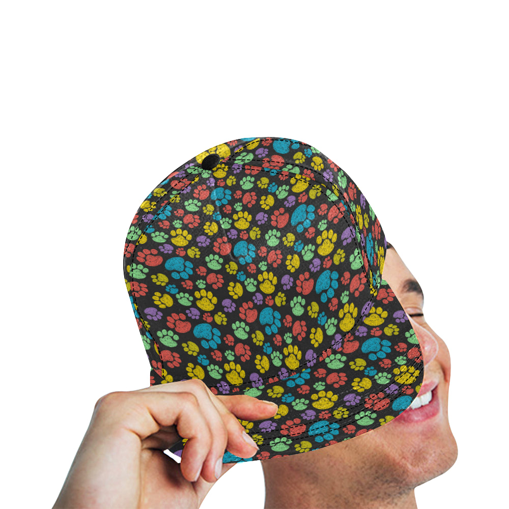 Paw Colorful Print Snapback Cap