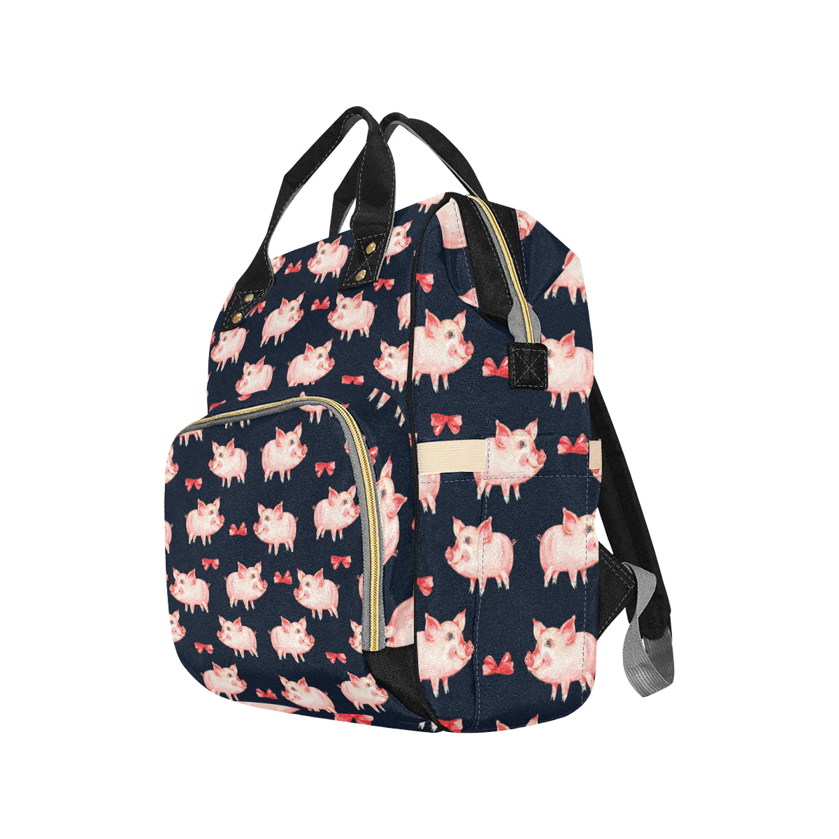 Pig Cute Pattern Print Design 02 Diaper Bag Backpack