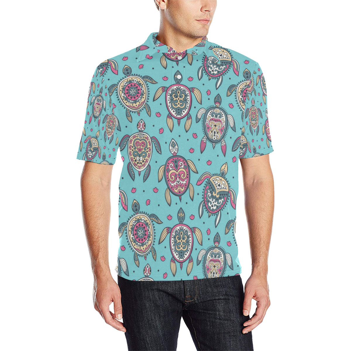 Sea Turtle Art Pattern Men Polo Shirt