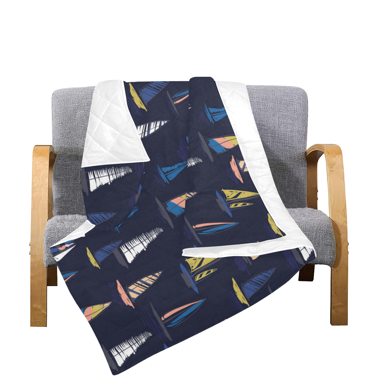 Sailing Ships Pattern Print Design A03 Premium Quilt