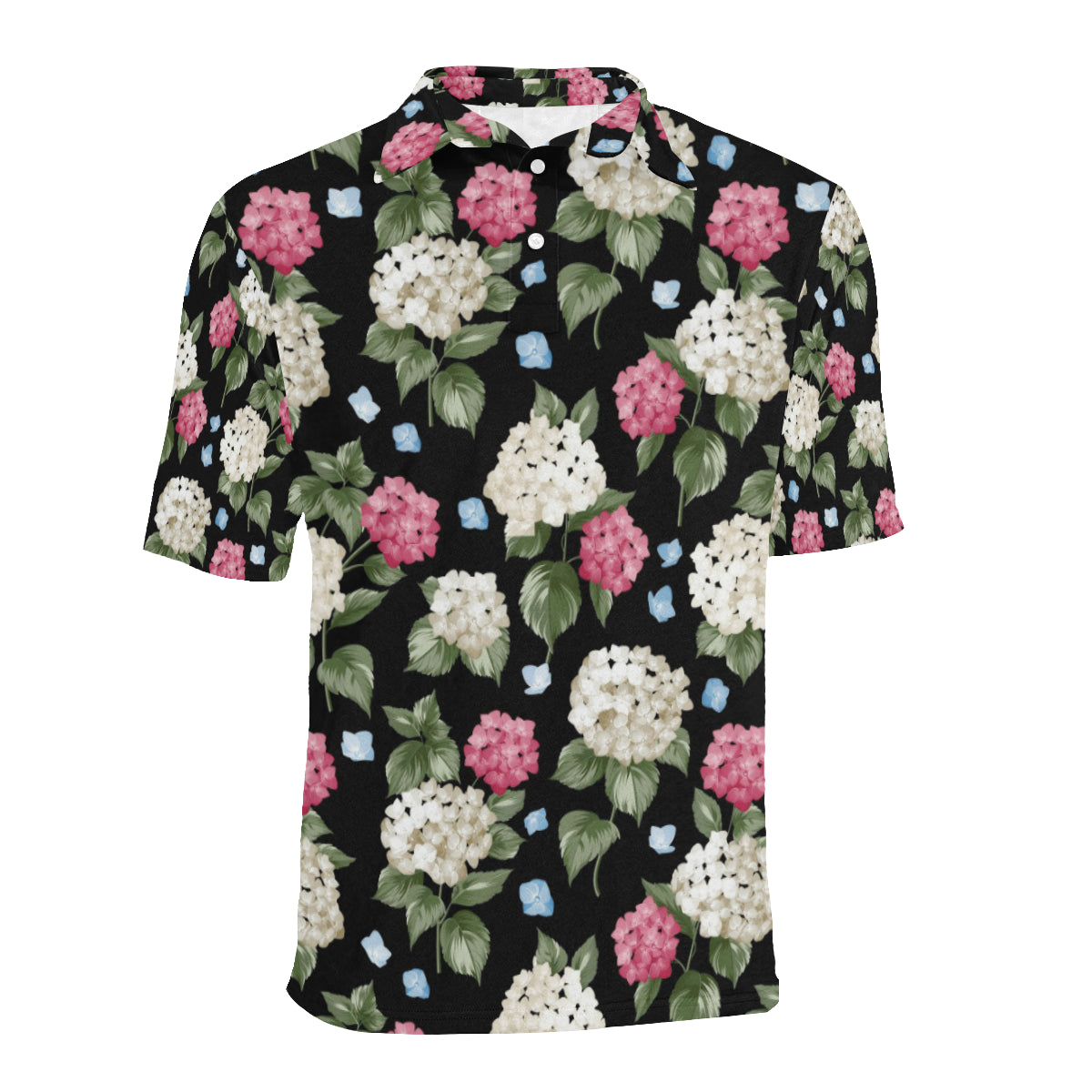 Hydrangea Pattern Print Design HD09 Men Polo Shirt