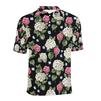 Hydrangea Pattern Print Design HD09 Men Polo Shirt