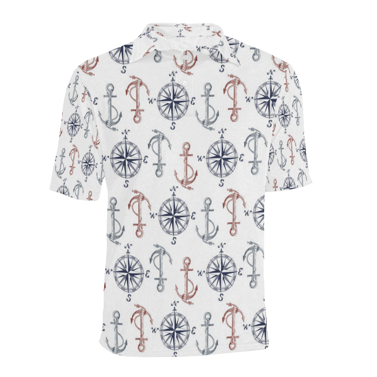 Anchor Pattern Print Design 06 Men Polo Shirt