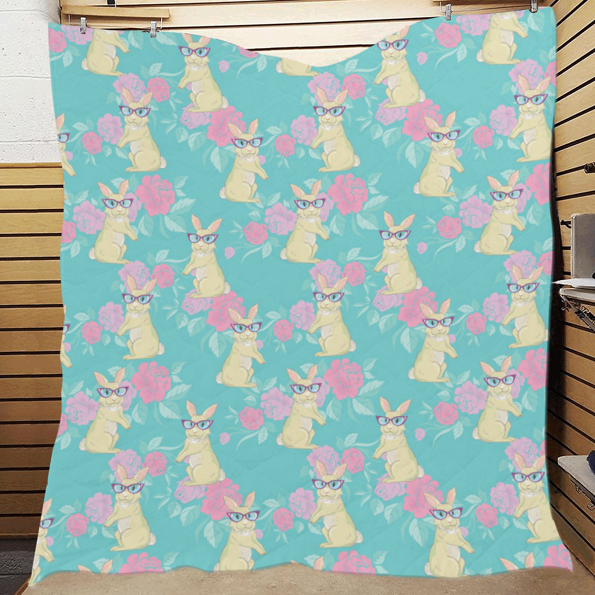 Rabbit Pattern Print Design RB05 Premium Quilt
