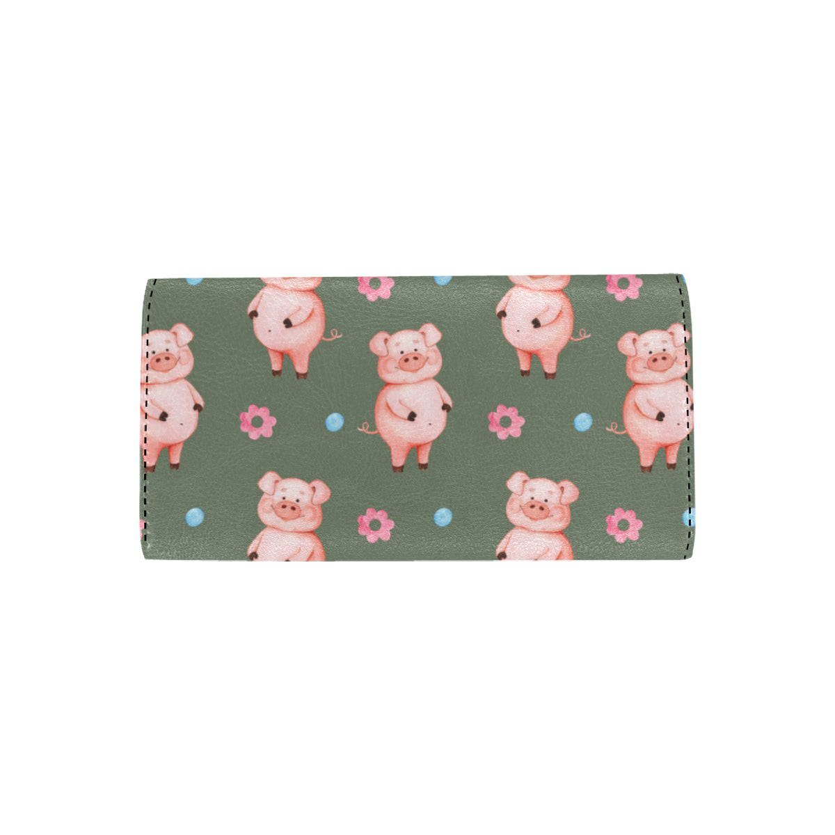 Pig Pattern Print Design 03 Women's Trifold Wallet