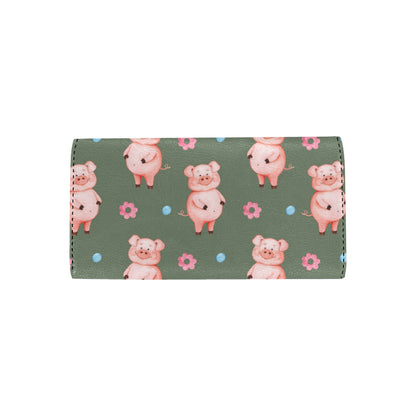 Pig Pattern Print Design 03 Women's Trifold Wallet