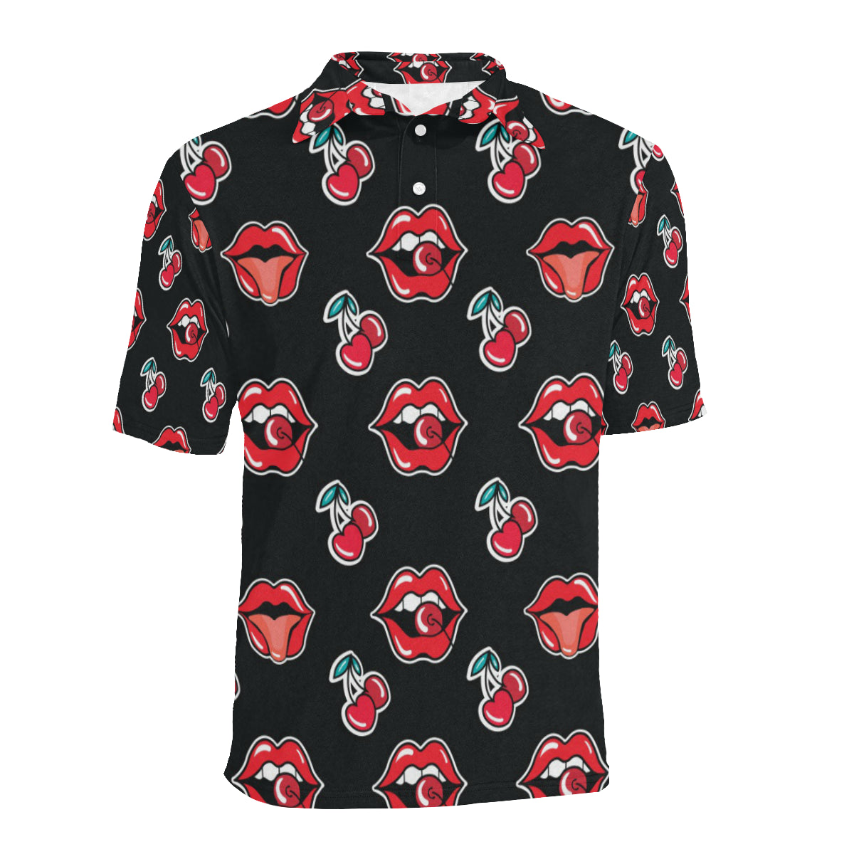 Cherry Pattern Print Design CH04 Men Polo Shirt