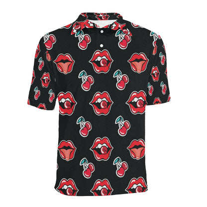 Cherry Pattern Print Design CH04 Men Polo Shirt