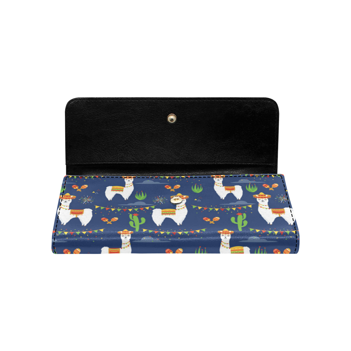Llama Cactus Pattern Print Design 05 Women's Trifold Wallet