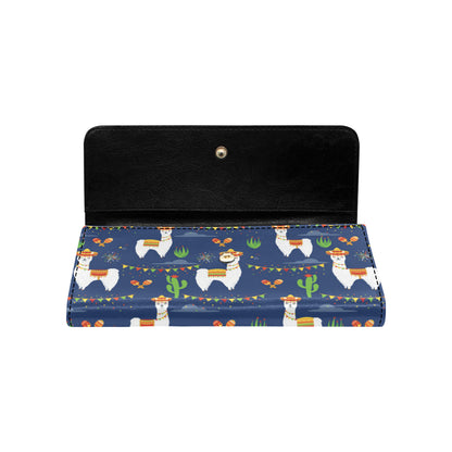 Llama Cactus Pattern Print Design 05 Women's Trifold Wallet