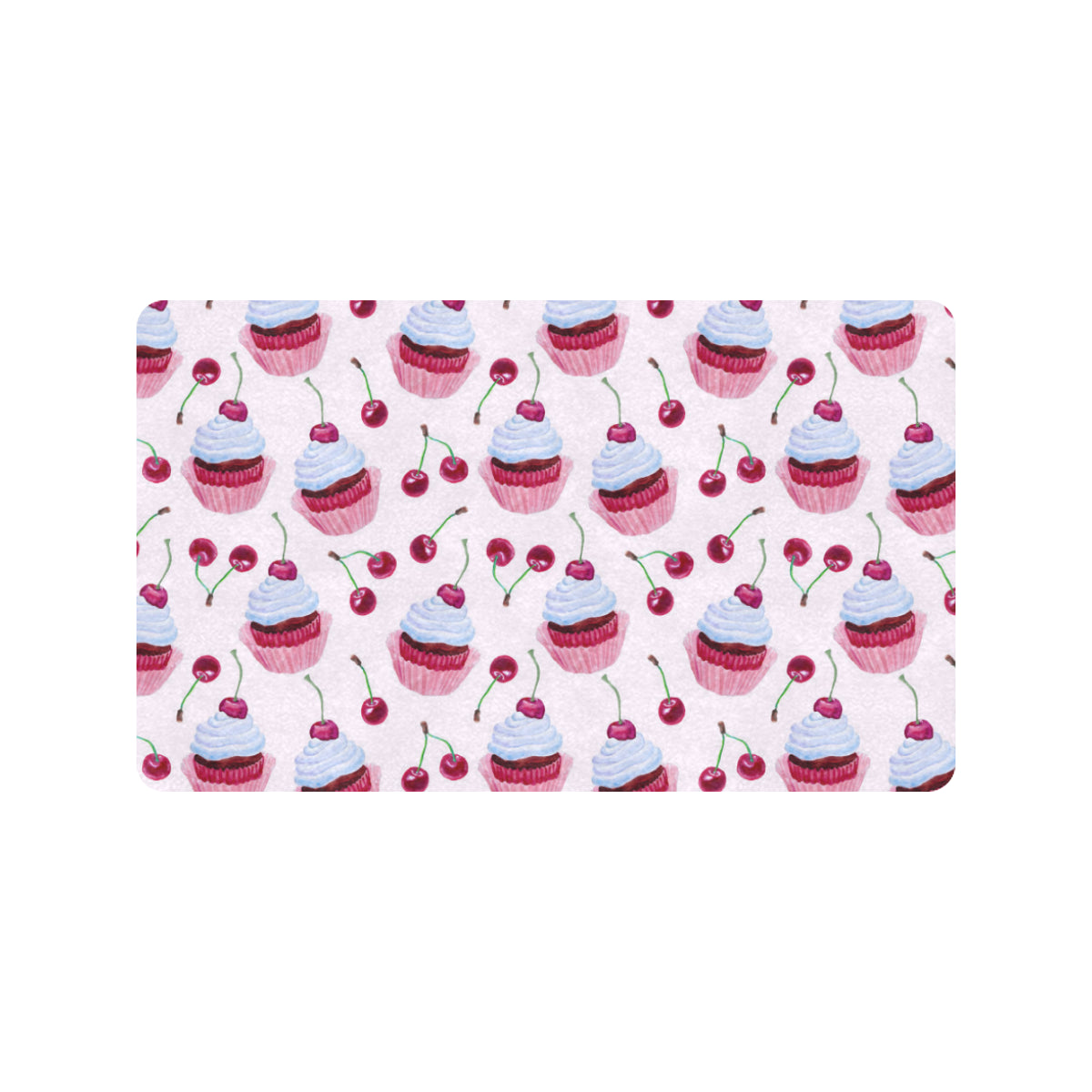 Cherry Cupcake Pink Pattern Rubber Doormat