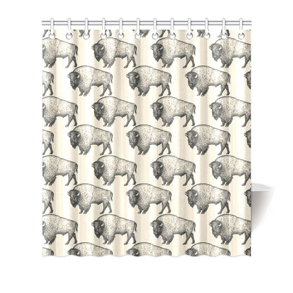 Bison Pattern Print Design 02 Shower Curtain