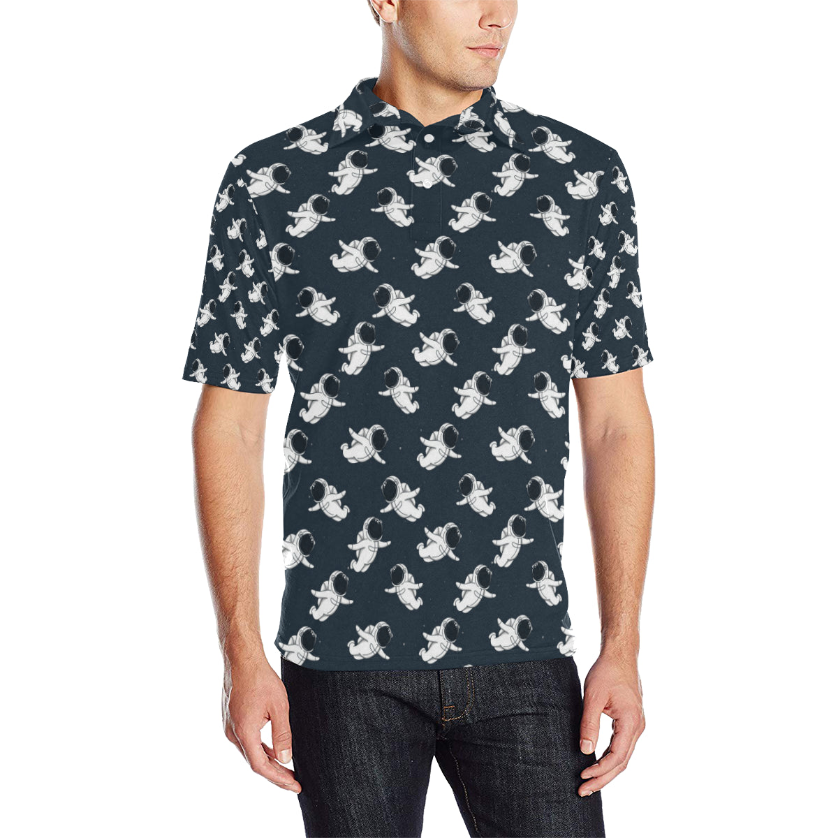 Astronaut Pattern Print Design 02 Men Polo Shirt