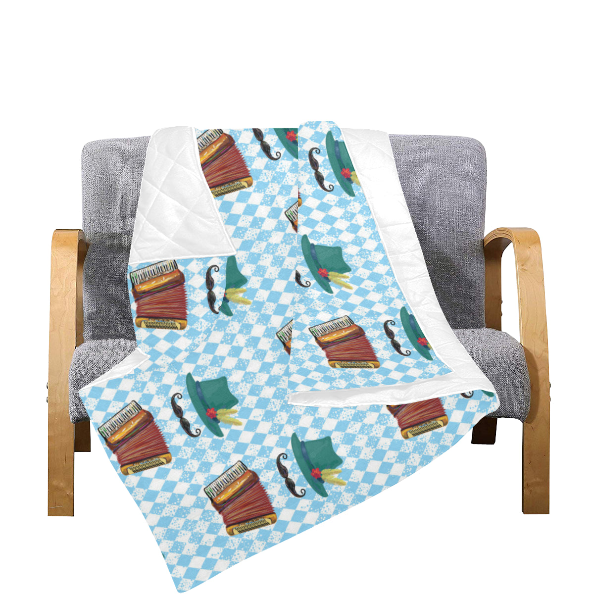 Accordion Mustache Pattern Print Design 01 Premium Quilt