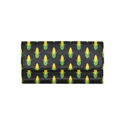 Corn Pattern Print Design 05 Women's Trifold Wallet