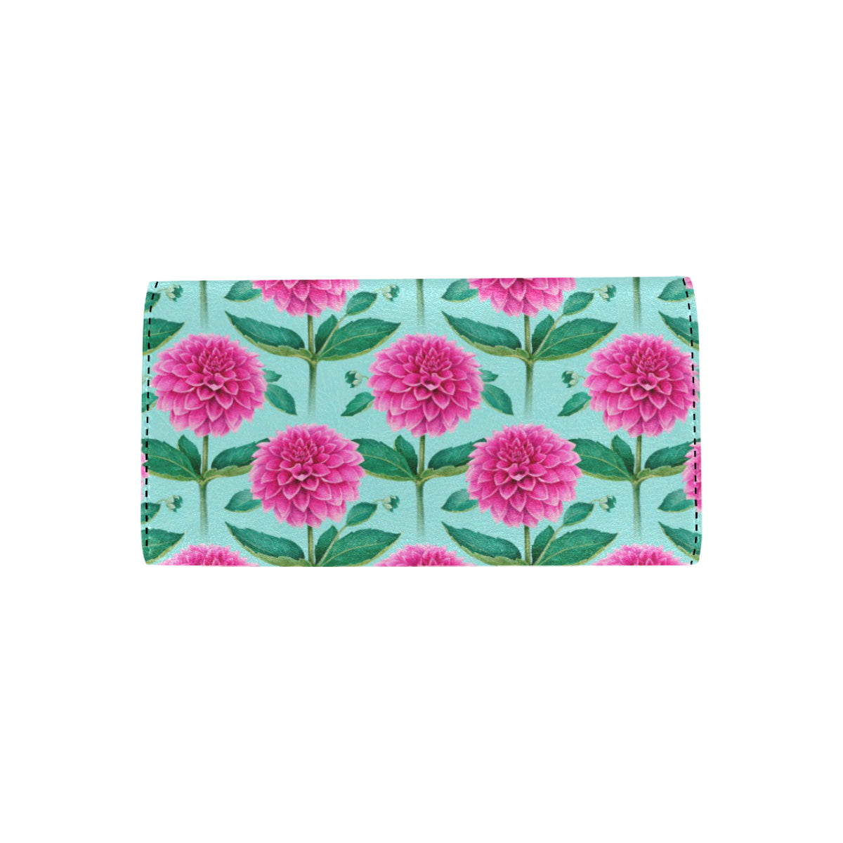 Dahlia Pattern Print Design DH08 Women's Trifold Wallet