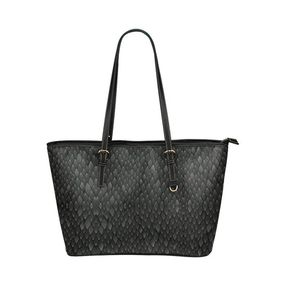 Snake Skin Black Print Leather Tote Bag