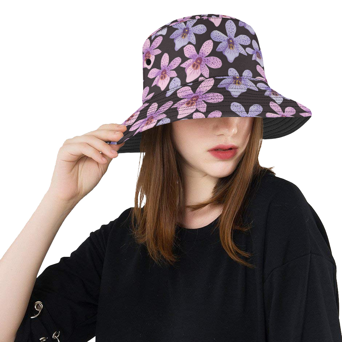 Orchid Pattern Print Design OR08 Unisex Bucket Hat
