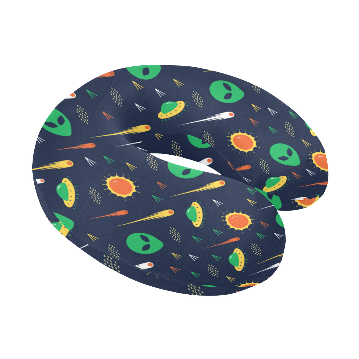 Alien UFO Pattern Print Design 05 U-Shaped Travel Neck Pillow
